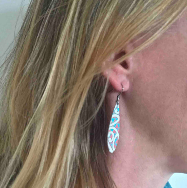 Tribal Earth Earring Set Teardrop-Kowhaiwhai-Stainless Steel