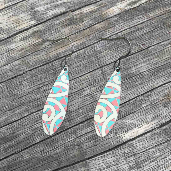 Tribal Earth Earring Set Teardrop-Kowhaiwhai-Stainless Steel