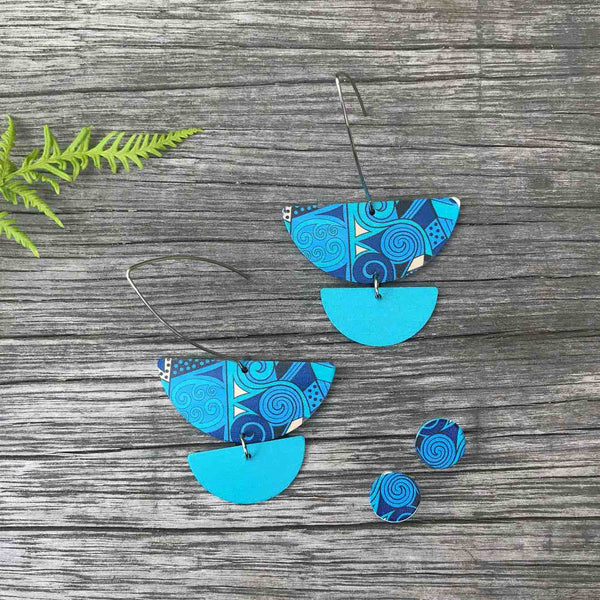Tribal Earth Earring Set plus Ear Studs-Koru-Stainless Steel